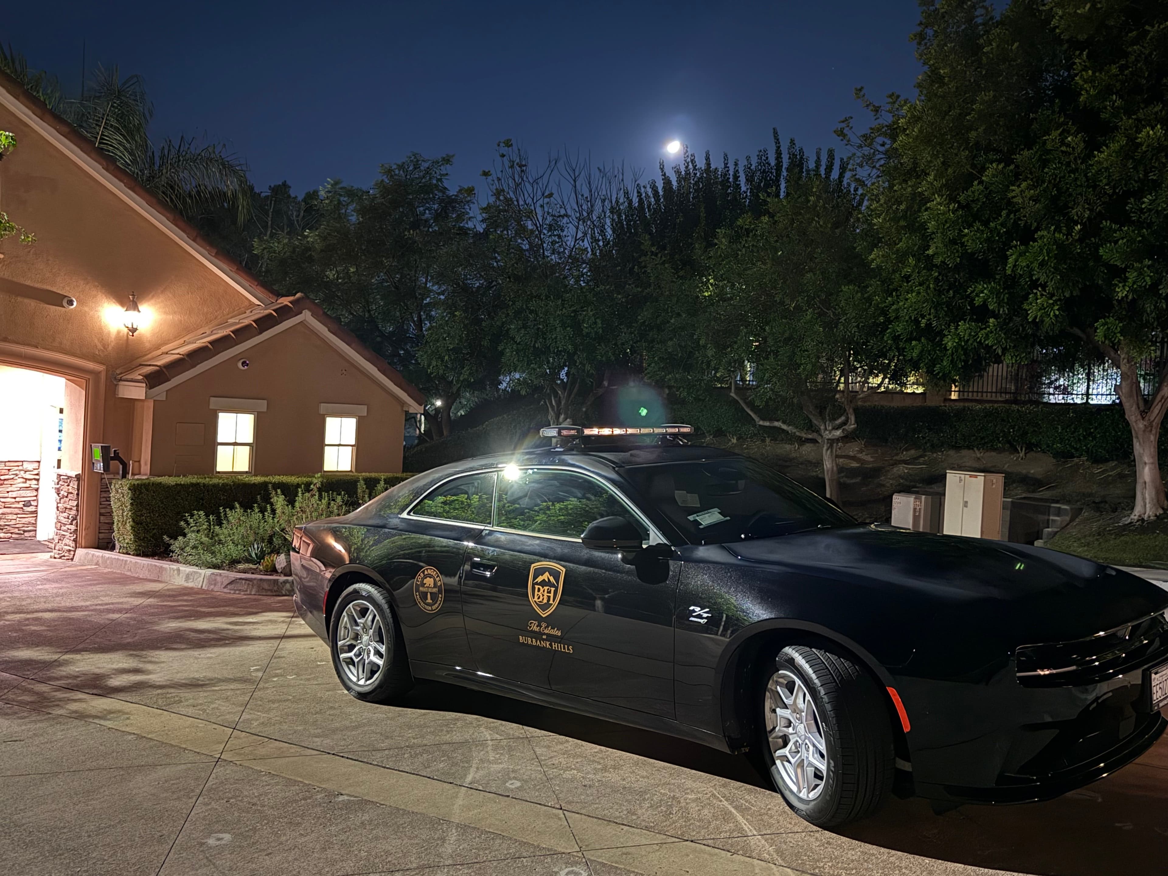 LAPS patrol vehicle on site at night